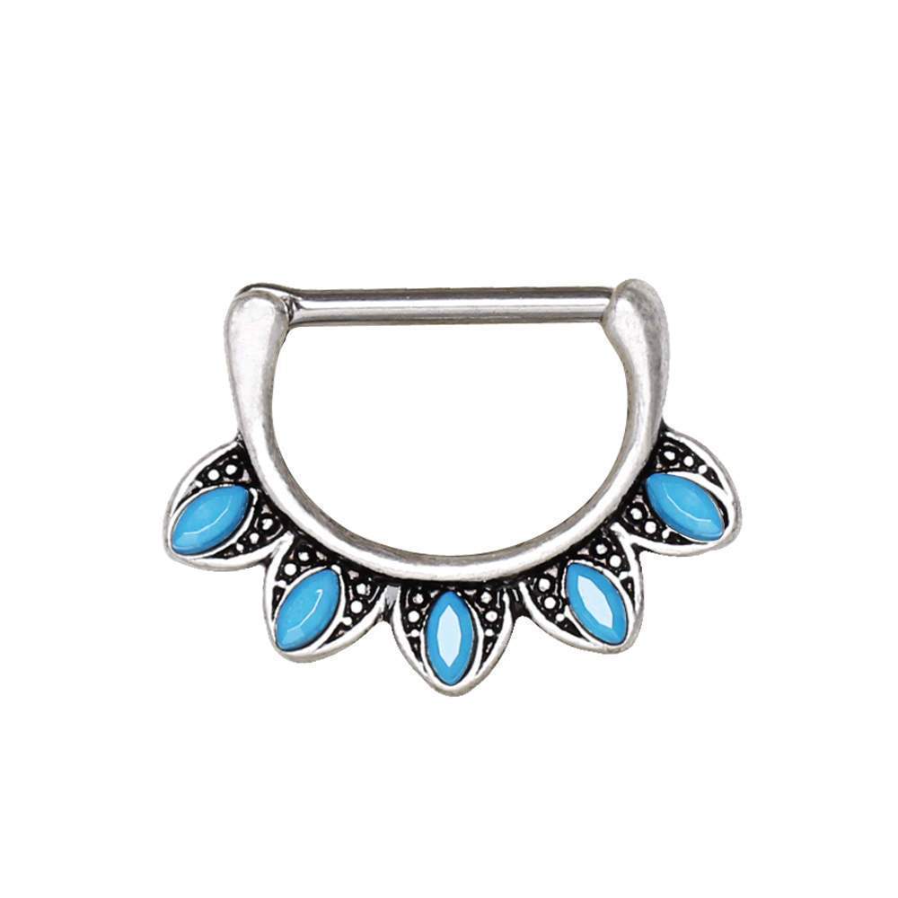 Turquoise Tribal Nipple Clicker Ring - 1 Piece