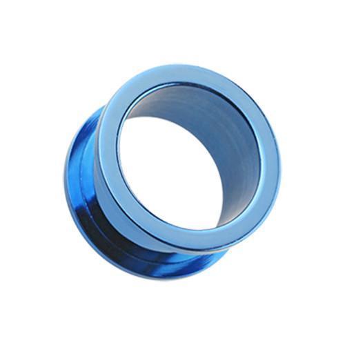 Blue Steel Screw-Fit Ear Gauge Tunnel Plug - 1 Pair