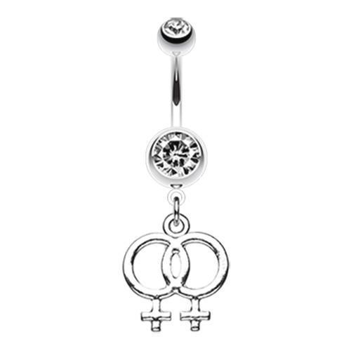 Clear Double Female Symbol Gay Pride Belly Button Ring