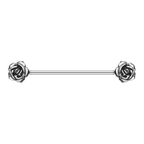 Double Rose Flower Industrial Barbell - 1 Piece