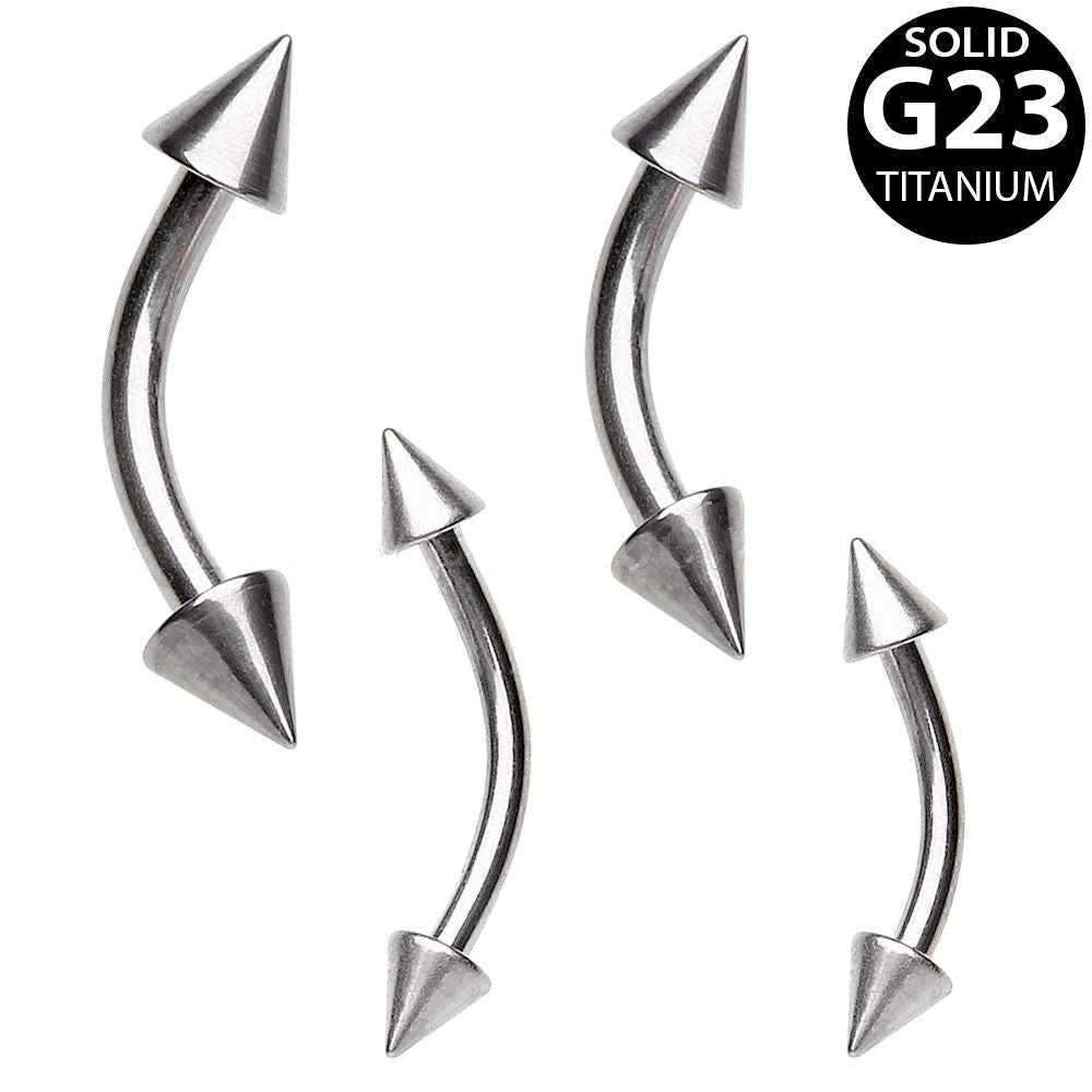 CURVED BARBELL Grade 23 Titanium Eyebrow Ring with Spikes -Rebel Bod-RebelBod