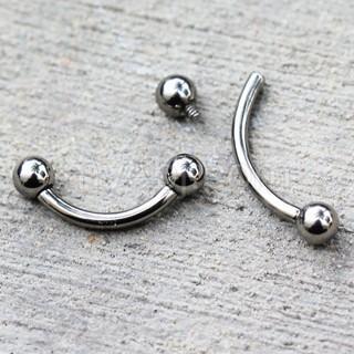 CURVED BARBELL Internally Threaded Titanium Curved Barbell / Eyebrow Rings with Solid Balls -Rebel Bod-RebelBod