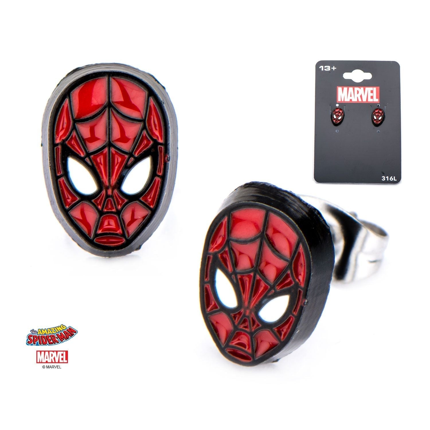MARVEL Marvel Spider-Man Face Front Stud Earring -Rebel Bod-RebelBod