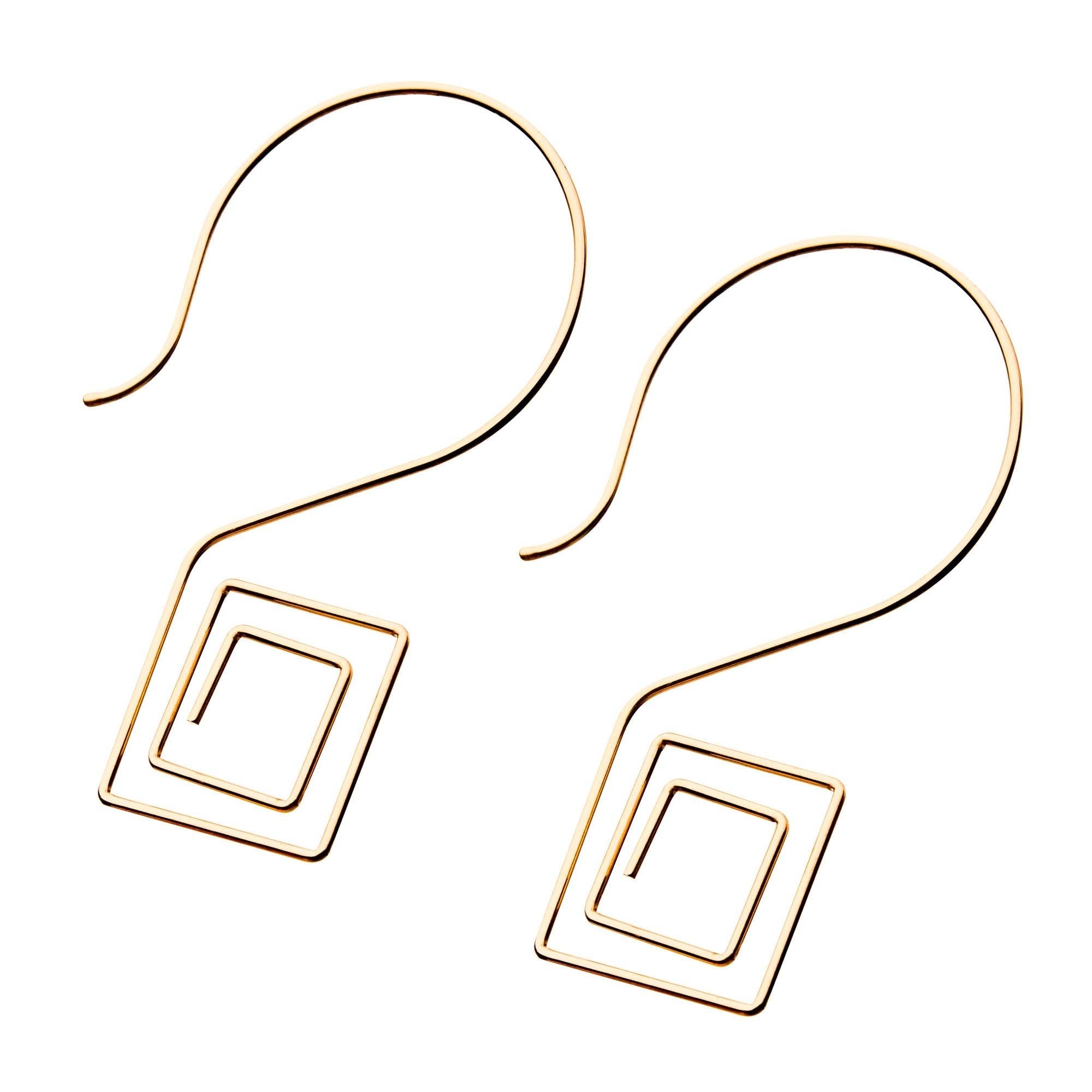 Tapers - Hanging Square Spiral Rose Gold PVD Hook Earrings -Rebel Bod-RebelBod
