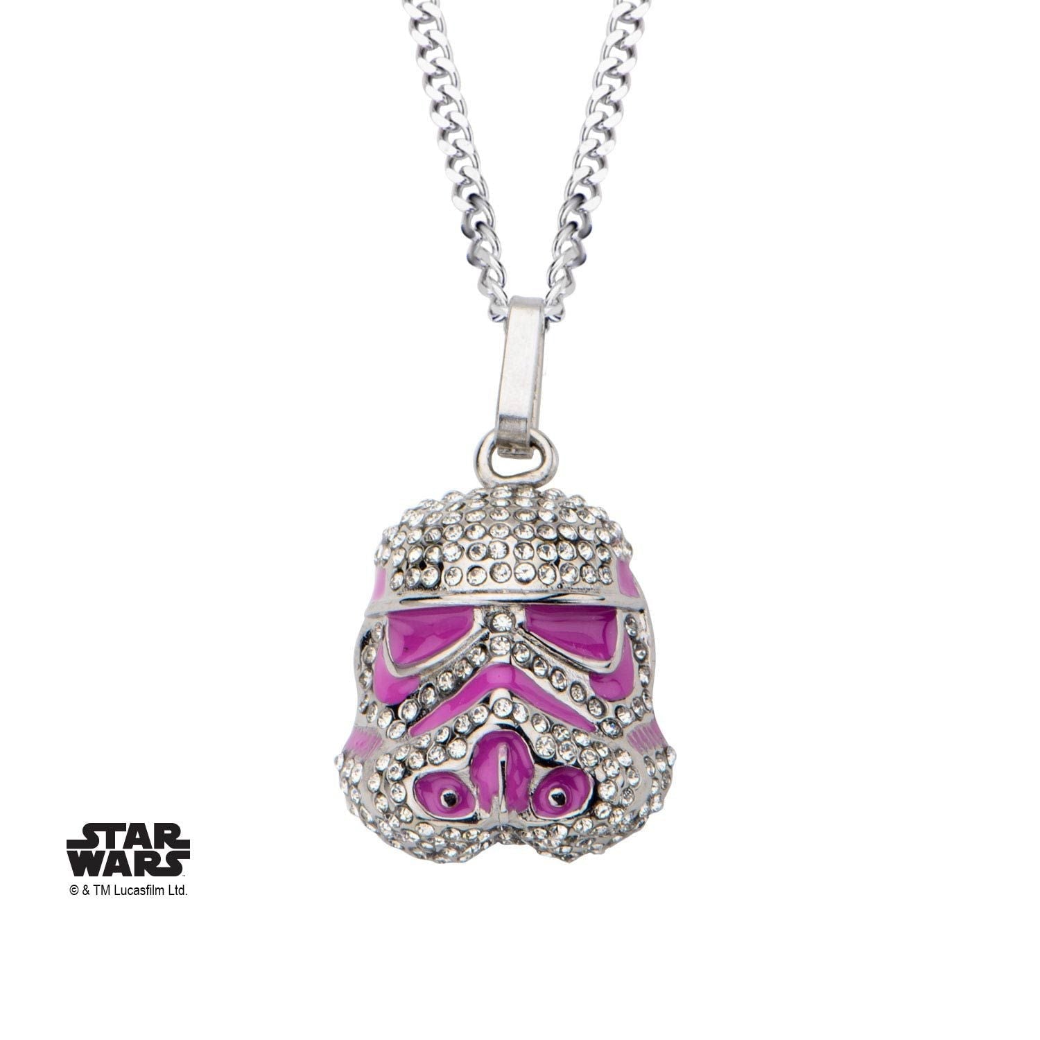 STAR WARS Star Wars Stormtrooper Pink Enamel Clear Gem Pendant Necklace -Rebel Bod-RebelBod