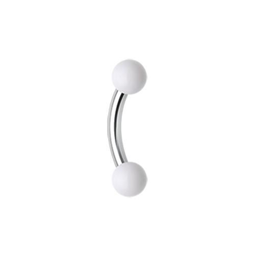 White Acrylic Ball Curved Barbell Eyebrow Ring