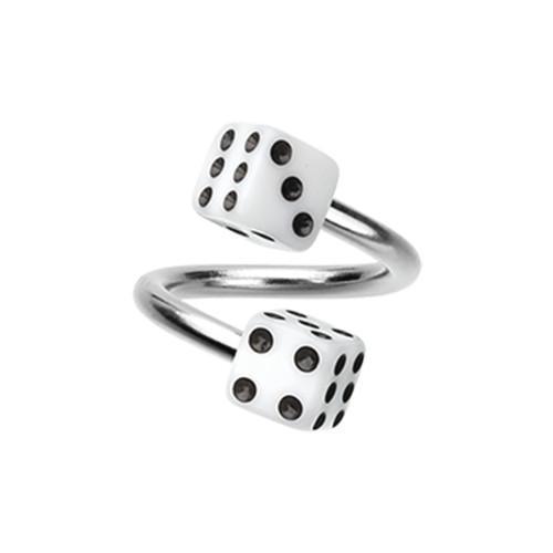 White Double Dice Acrylic Twist Spiral Ring