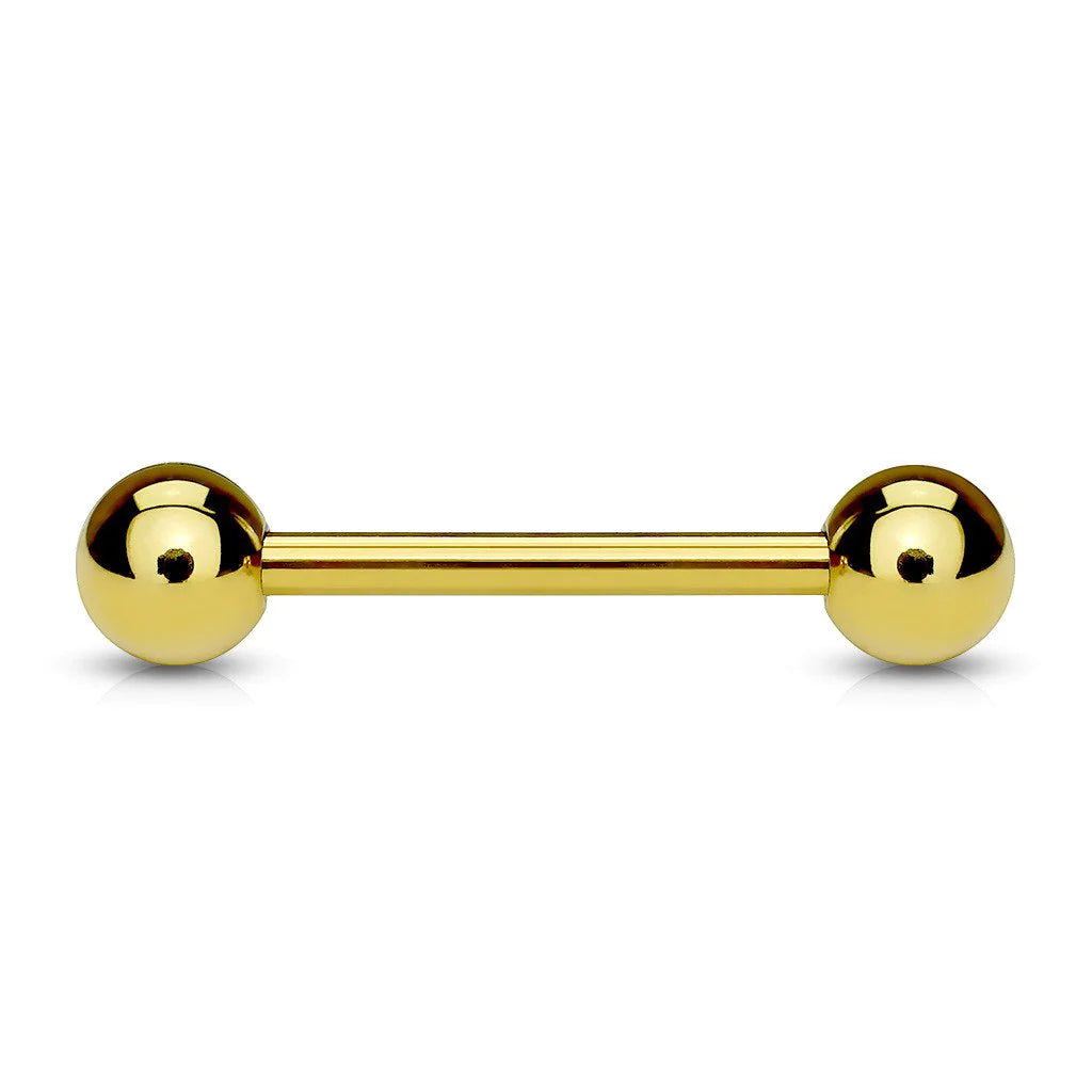 14K Gold Industrial Barbell