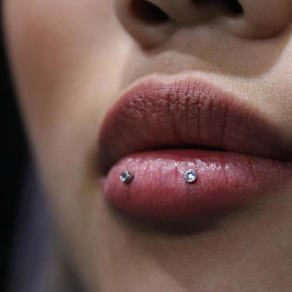 Horizontal Labret Piercing