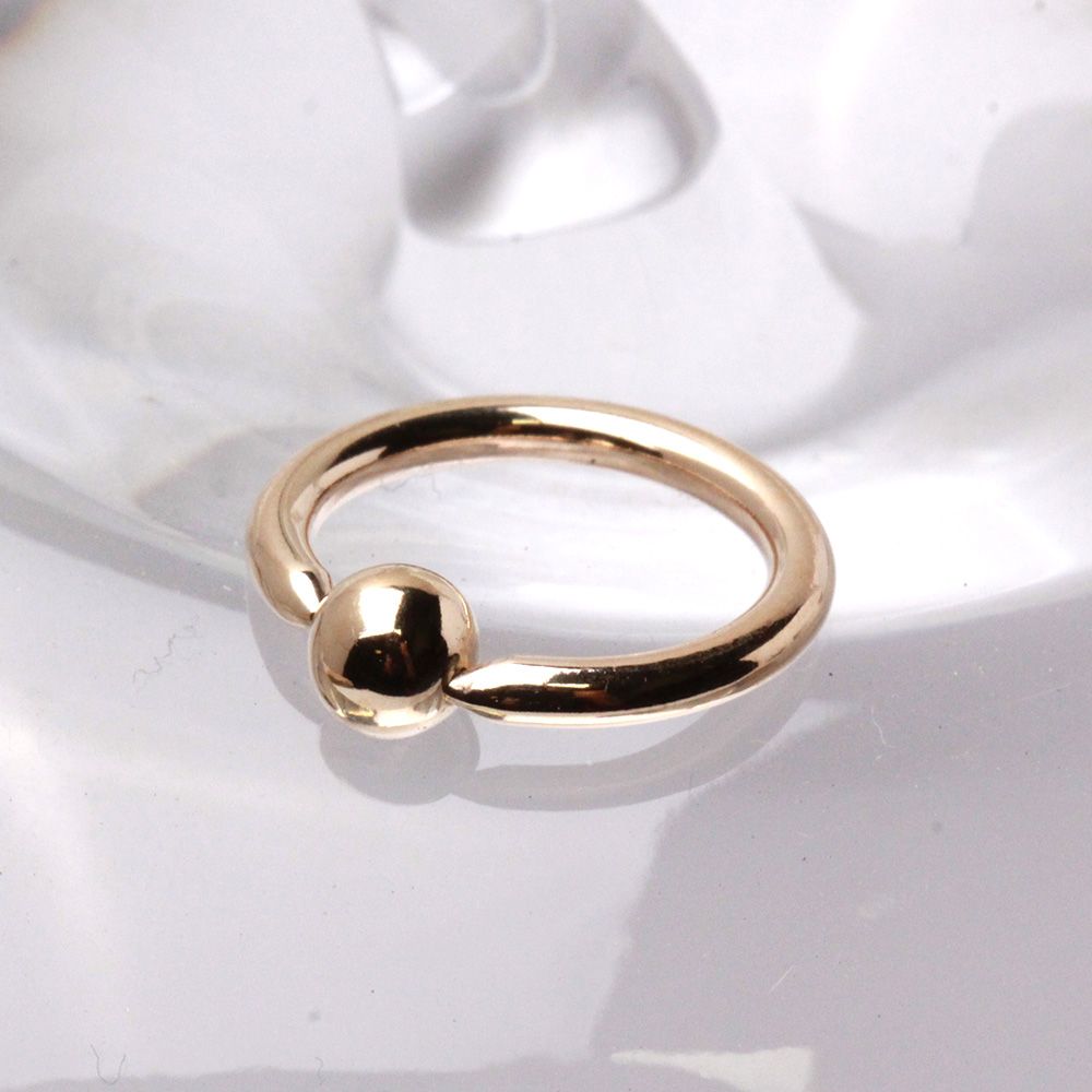 CAPTIVE BEAD RING 14K Gold Captive Bead Ring w/ Ball -Rebel Bod-RebelBod