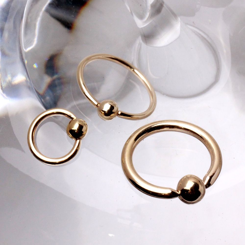 CAPTIVE BEAD RING 14K Gold Captive Bead Ring w/ Ball -Rebel Bod-RebelBod