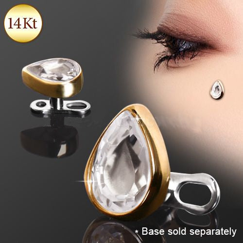 Dermals 14K Gold Tear Drop Dermal Top -Rebel Bod-RebelBod
