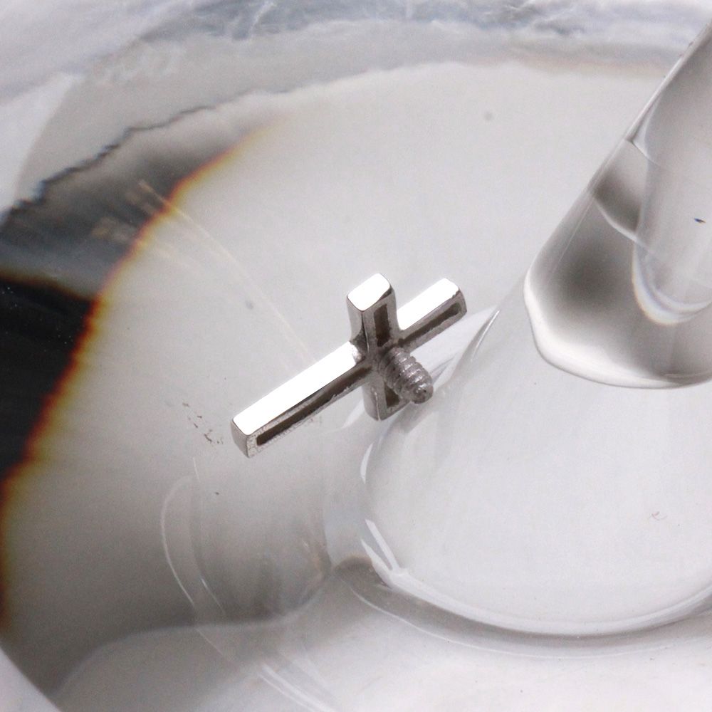 Dermals 14K White Gold Cross Dermal Top -Rebel Bod-RebelBod