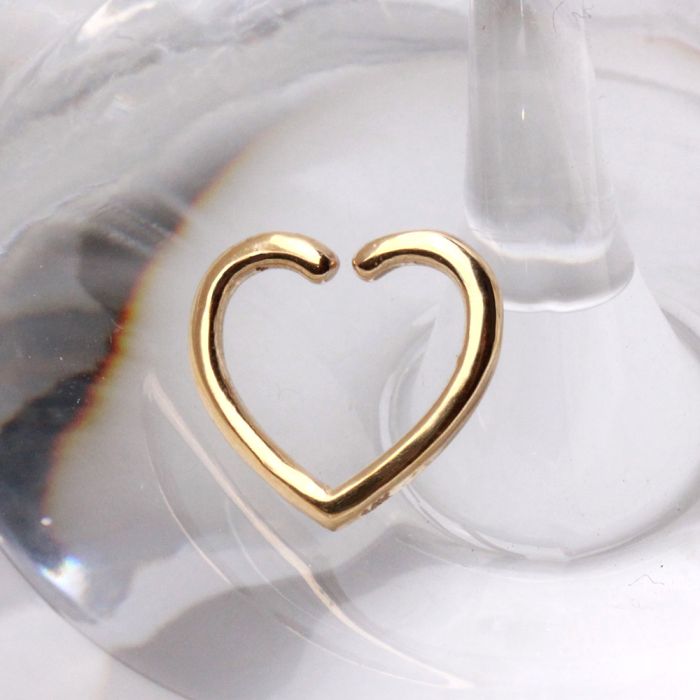 Cartilage Earring - Cartilage Hoop 14K Yellow Gold Heart Shaped Cartilage Earring - 1 Piece -Rebel Bod-RebelBod
