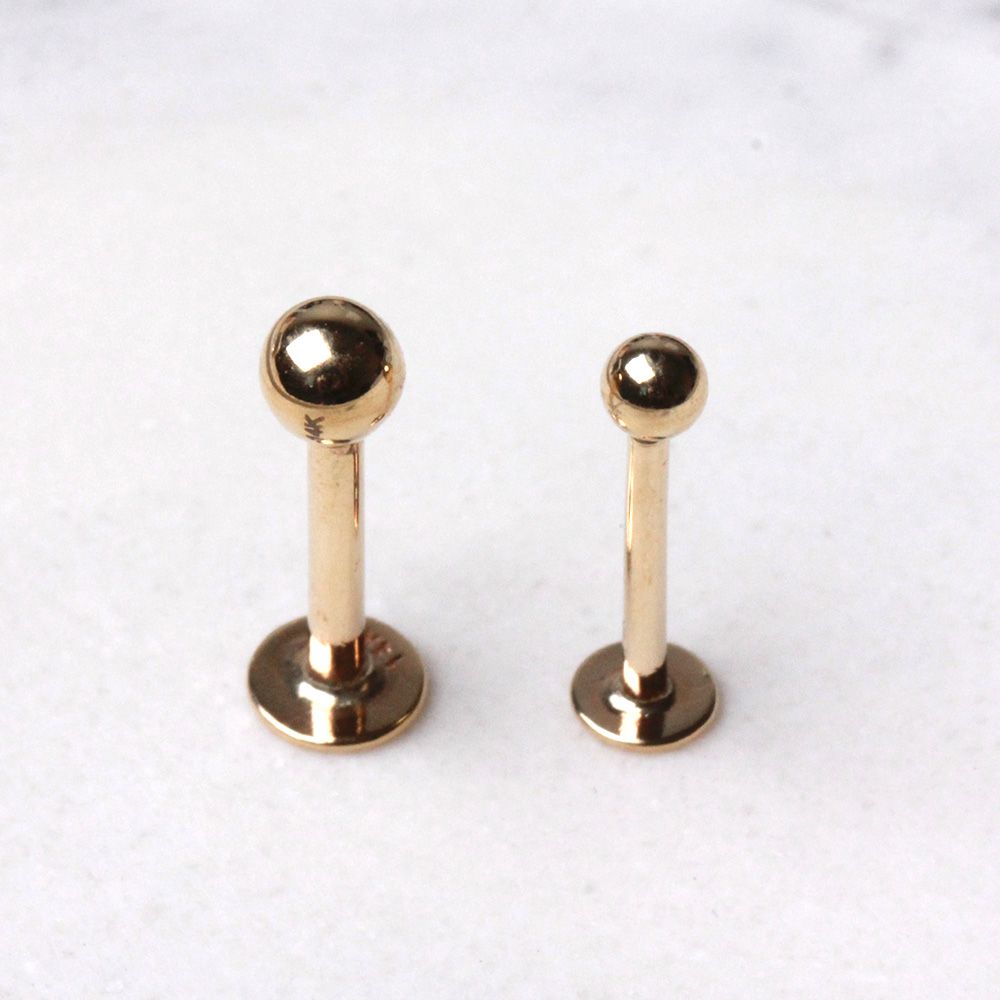 Labret Studs 14K Yellow Gold Labret w/ Ball -Rebel Bod-RebelBod