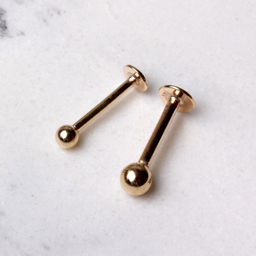 Labret Studs 14K Yellow Gold Labret w/ Ball -Rebel Bod-RebelBod