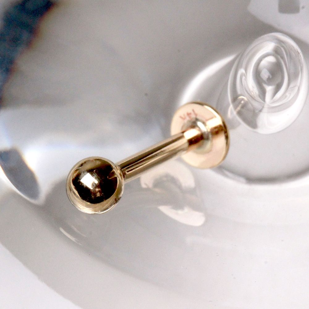 Labret Studs 14K Yellow Gold Labret w/ Ball -Rebel Bod-RebelBod