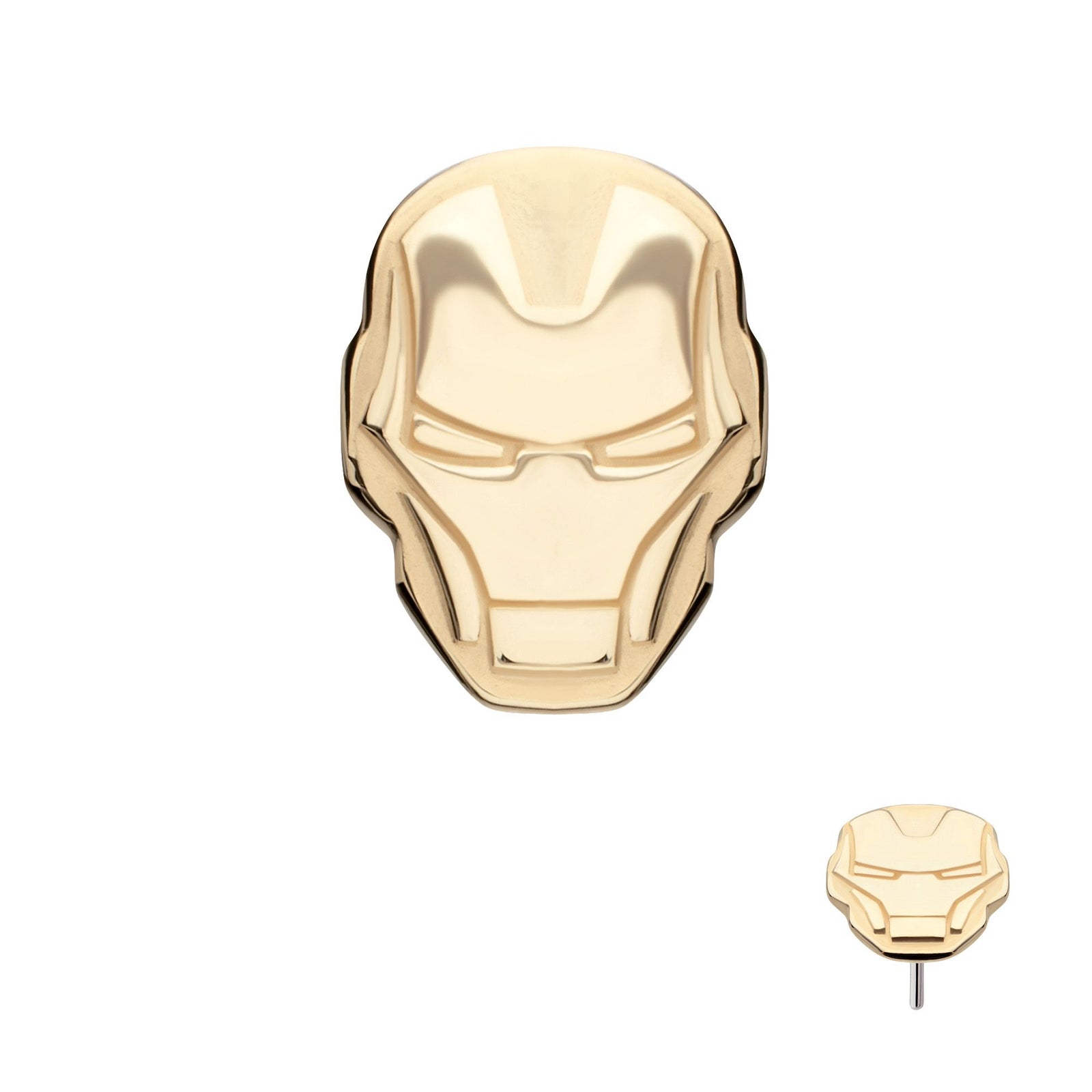 Body Jewelry Parts 14Kt Yellow Gold Marvel Iron Man Face Threadless Top -Rebel Bod-RebelBod
