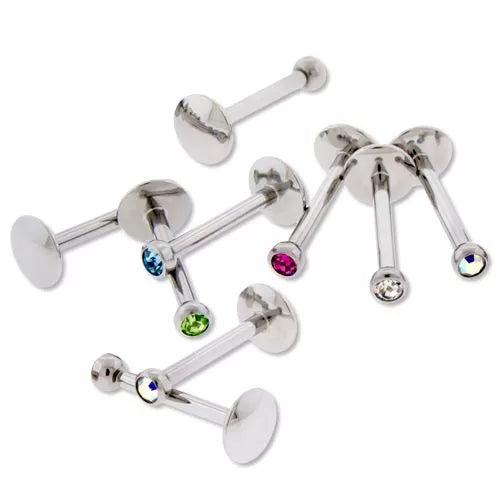 Labret Studs 16g 18g Helix Labrets W/ Clear Gems - 1 Piece #SPLT#6 -Rebel Bod-RebelBod