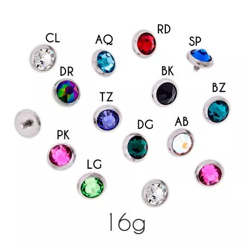 Body Jewelry Parts 16g/18g Internally Threaded Steel Gem Discs - 1 Piece #SPLT#6 -Rebel Bod-RebelBod