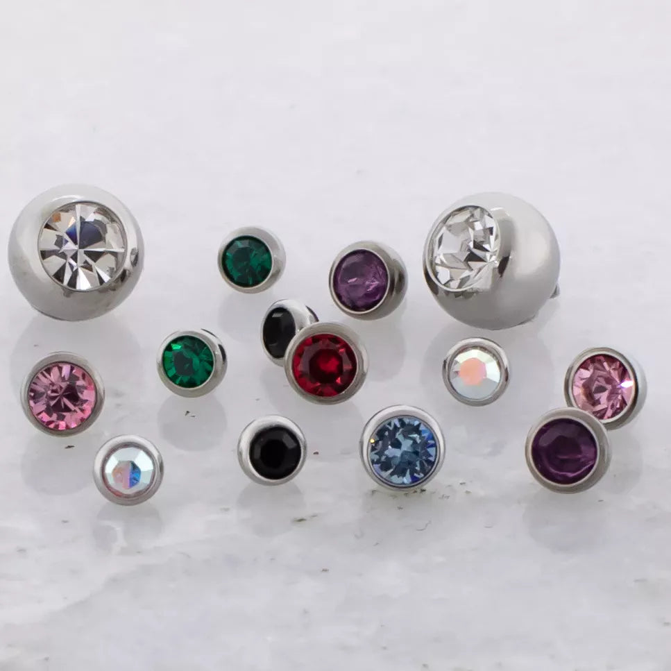 Body Jewelry Parts 16g/18g Steel Internal Gem Balls - 1 Piece #SPLT#12 -Rebel Bod-RebelBod