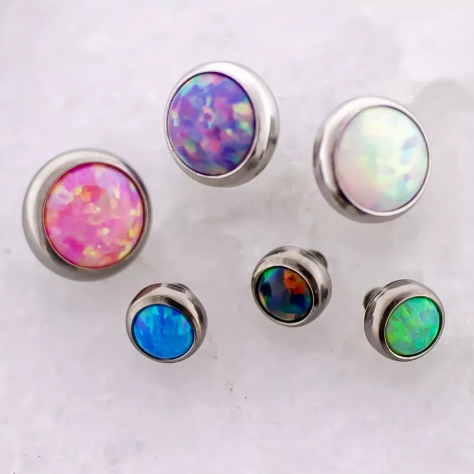 Body Jewelry Parts 16g/18g Steel Synthetic Opal Replacement Heads - 1 Piece -Rebel Bod-RebelBod