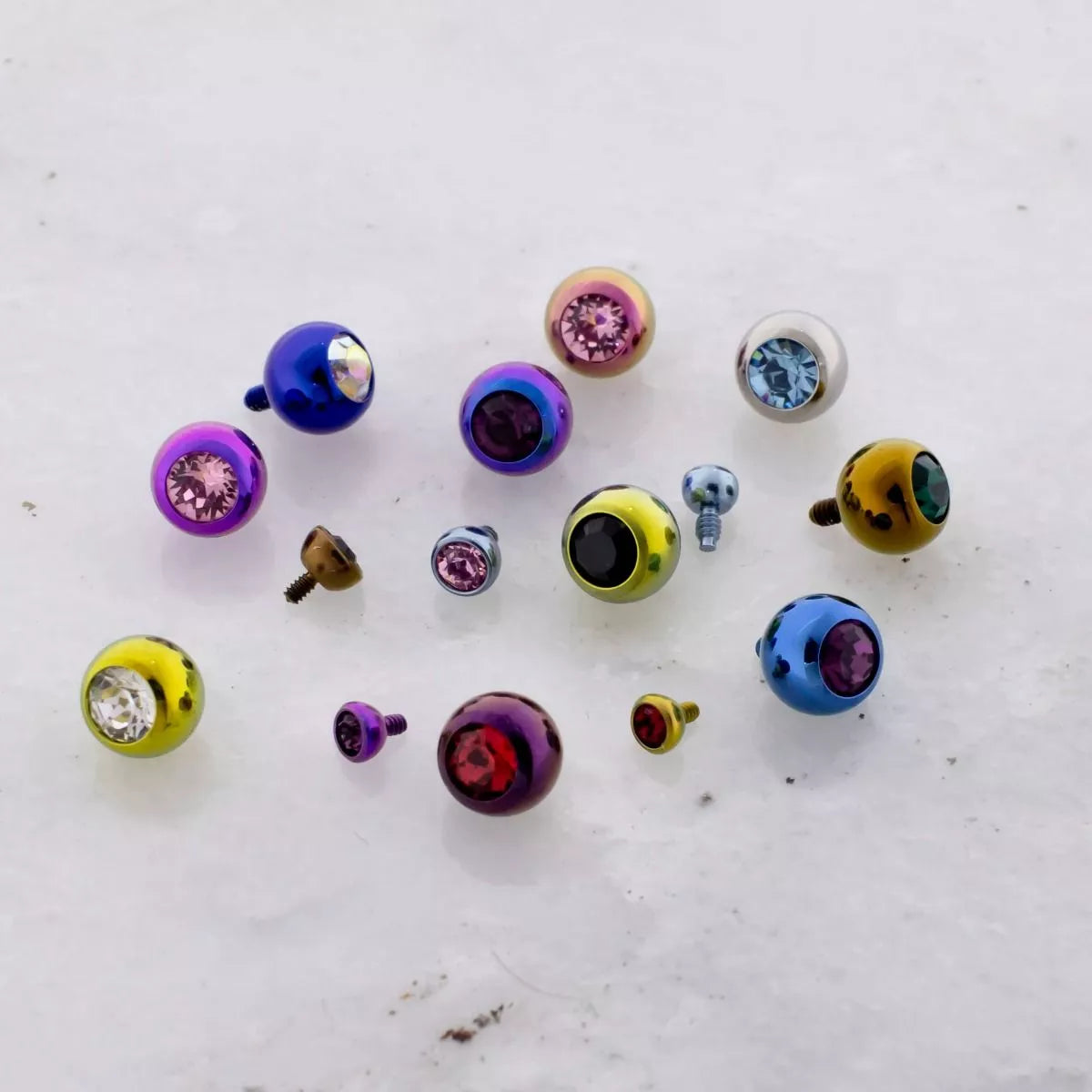 Body Jewelry Parts 16g 18g Titanium Internally Threaded Gem Balls - 1 Piece #SPLT#6 -Rebel Bod-RebelBod