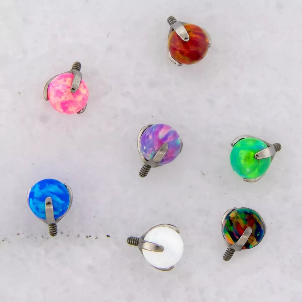 Body Jewelry Parts 16g/18g Titanium Opal Claw Prong Set - 1 Piece -Rebel Bod-RebelBod