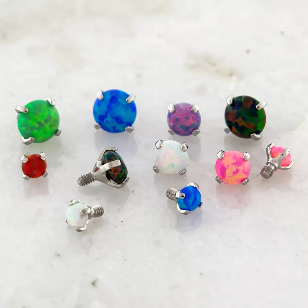 Body Jewelry Parts 16g/18g Titanium Opal Prong Set End - 1 Piece -Rebel Bod-RebelBod
