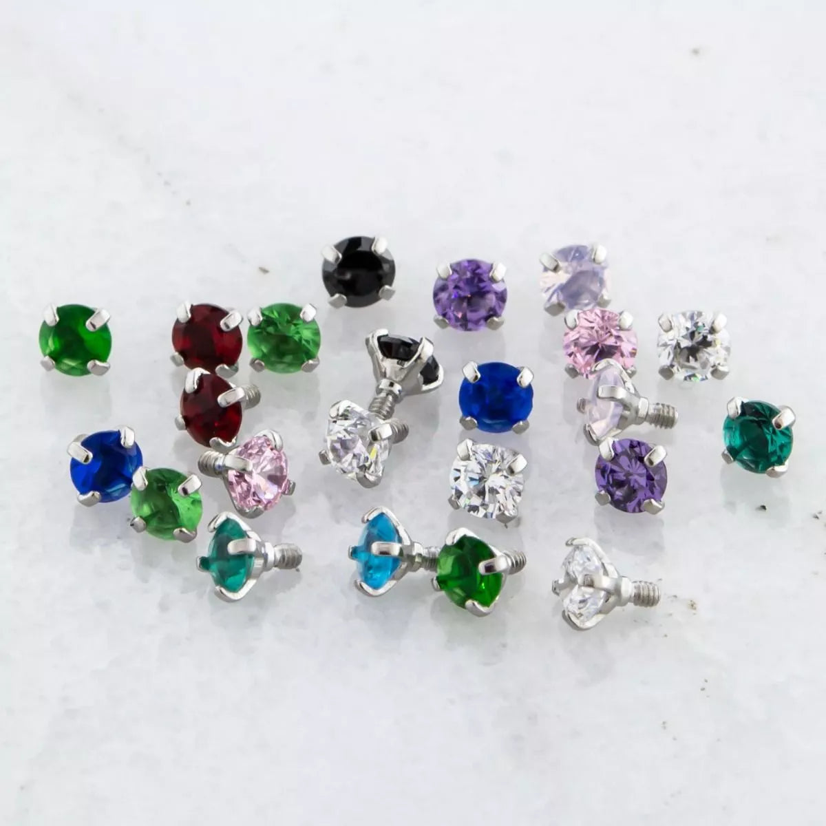 Body Jewelry Parts 16g/18g Titanium Prong Set Gem Heads - 1 Piece -Rebel Bod-RebelBod