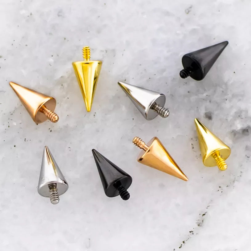 Body Jewelry Parts 16g/18g Titanium Pvd Coated Spike Cone Head - 1 Piece #SPLT#6 -Rebel Bod-RebelBod