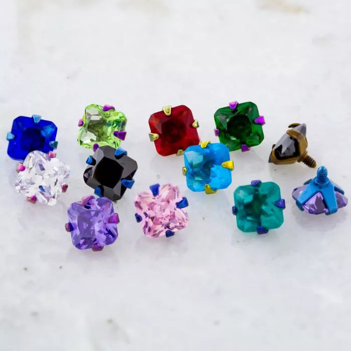 Body Jewelry Parts 16g/18g Titanium Radiant Gem Head - 1 Piece -Rebel Bod-RebelBod