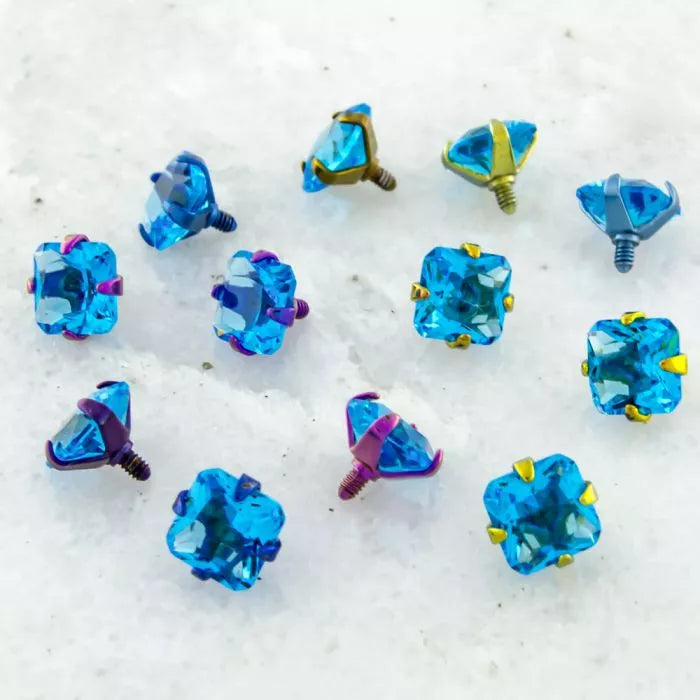 Body Jewelry Parts 16g/18g Titanium Radiant Gem Head - 1 Piece -Rebel Bod-RebelBod