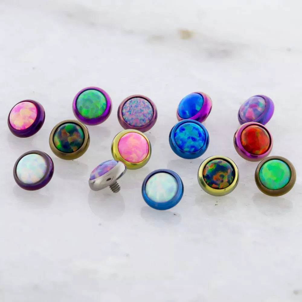 Body Jewelry Parts 16g/18g Titanium Synthetic Opal Replacement Heads - 1 Piece -Rebel Bod-RebelBod