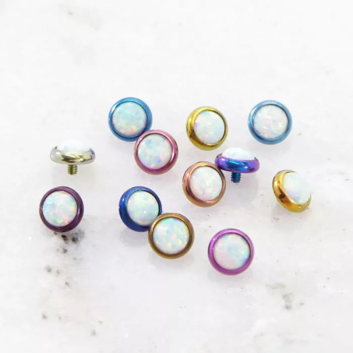 Body Jewelry Parts 16g/18g Titanium Synthetic Opal Replacement Heads - 1 Piece -Rebel Bod-RebelBod