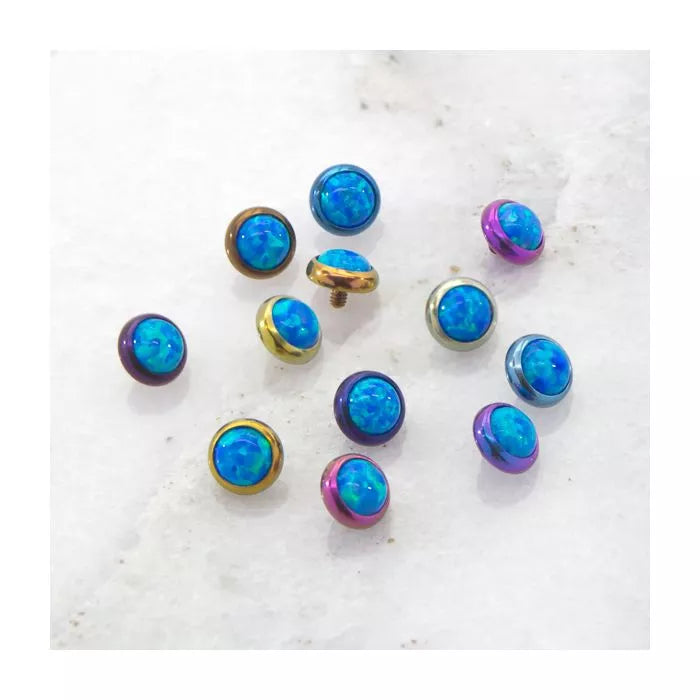 Body Jewelry Parts 16g/18g Titanium Synthetic Opal Replacement Heads - 1 Piece -Rebel Bod-RebelBod