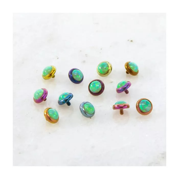Body Jewelry Parts 16g/18g Titanium Synthetic Opal Replacement Heads - 1 Piece -Rebel Bod-RebelBod