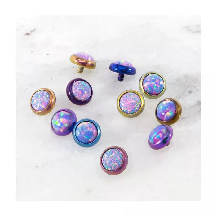 Body Jewelry Parts 16g/18g Titanium Synthetic Opal Replacement Heads - 1 Piece -Rebel Bod-RebelBod