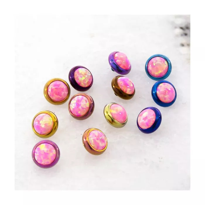Body Jewelry Parts 16g/18g Titanium Synthetic Opal Replacement Heads - 1 Piece -Rebel Bod-RebelBod