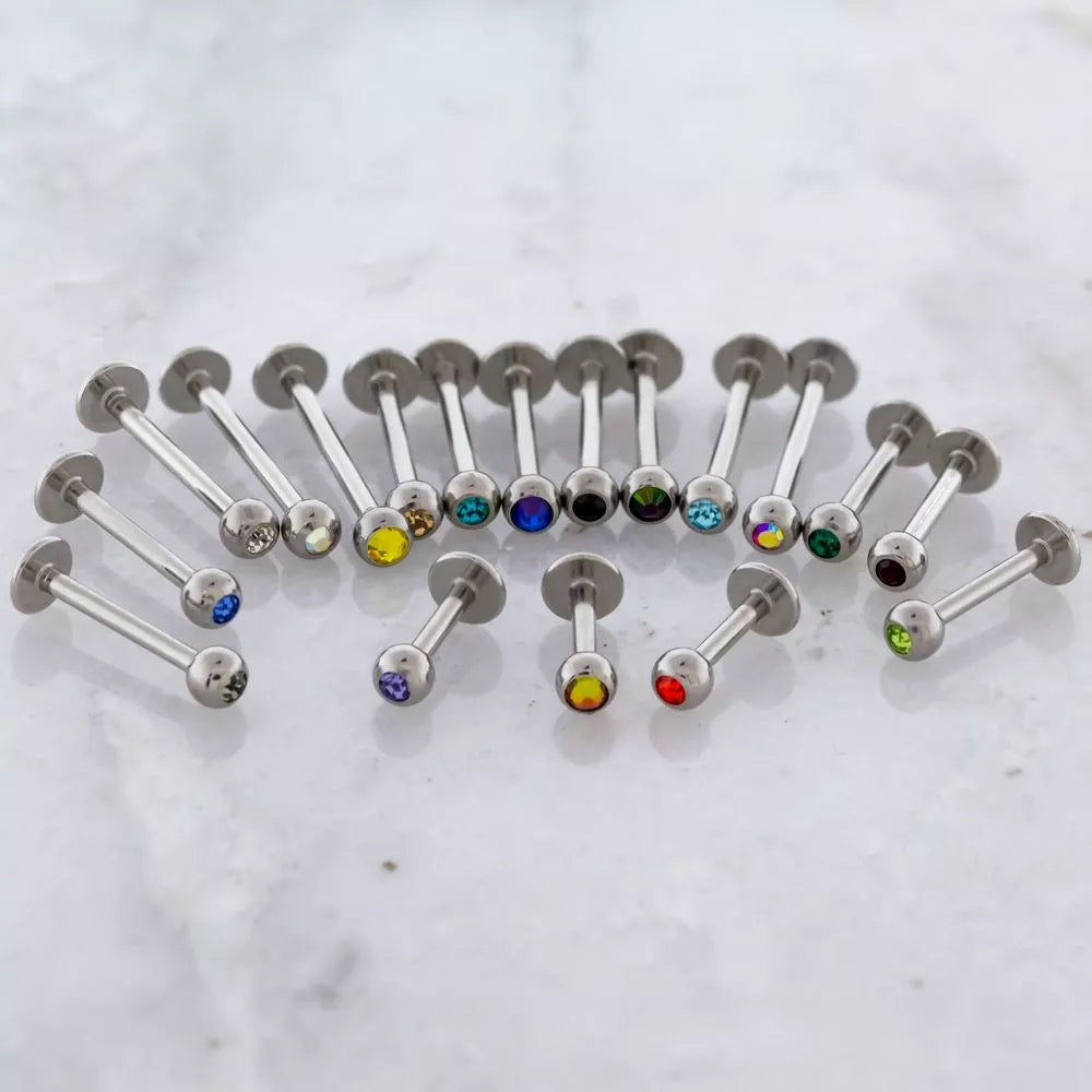 Labret Studs 16g Externally Threaded SWAROVSKI Gem Labret 4mm Back - 1 Piece #SPLT#6 -Rebel Bod-RebelBod