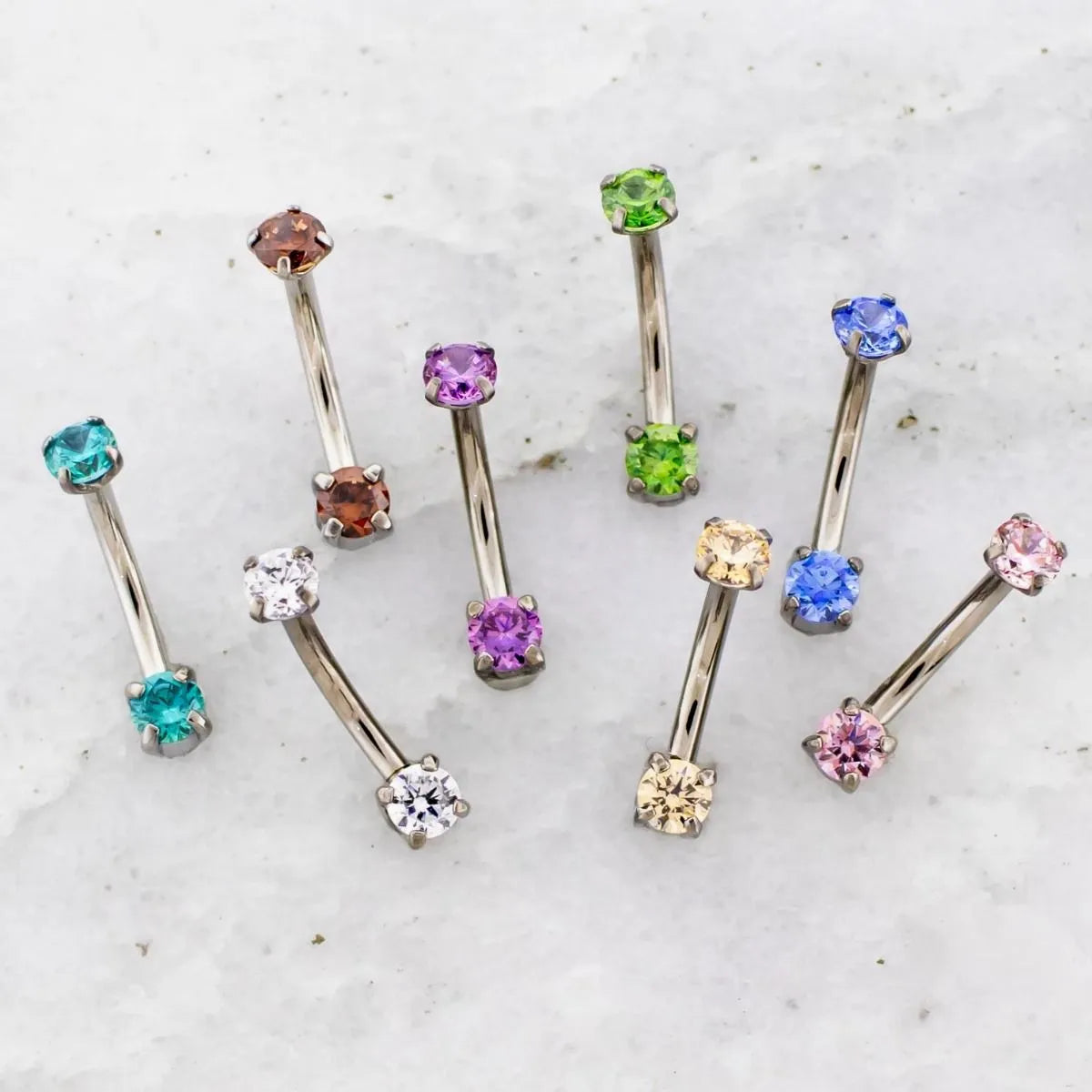 Eyebrow Piercing Jewelry 16G Titanium Front Facing Eyebrow Ring Curve Barbell With Premium Zirconia -Rebel Bod-RebelBod