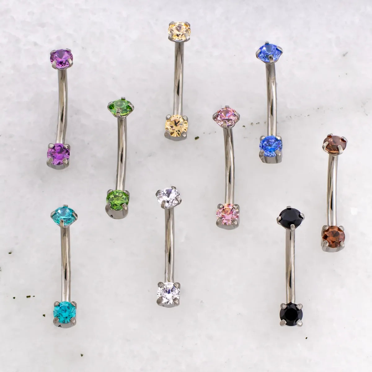 Eyebrow Piercing Jewelry 16G Titanium Front Facing Eyebrow Ring Curve Barbell With Premium Zirconia -Rebel Bod-RebelBod