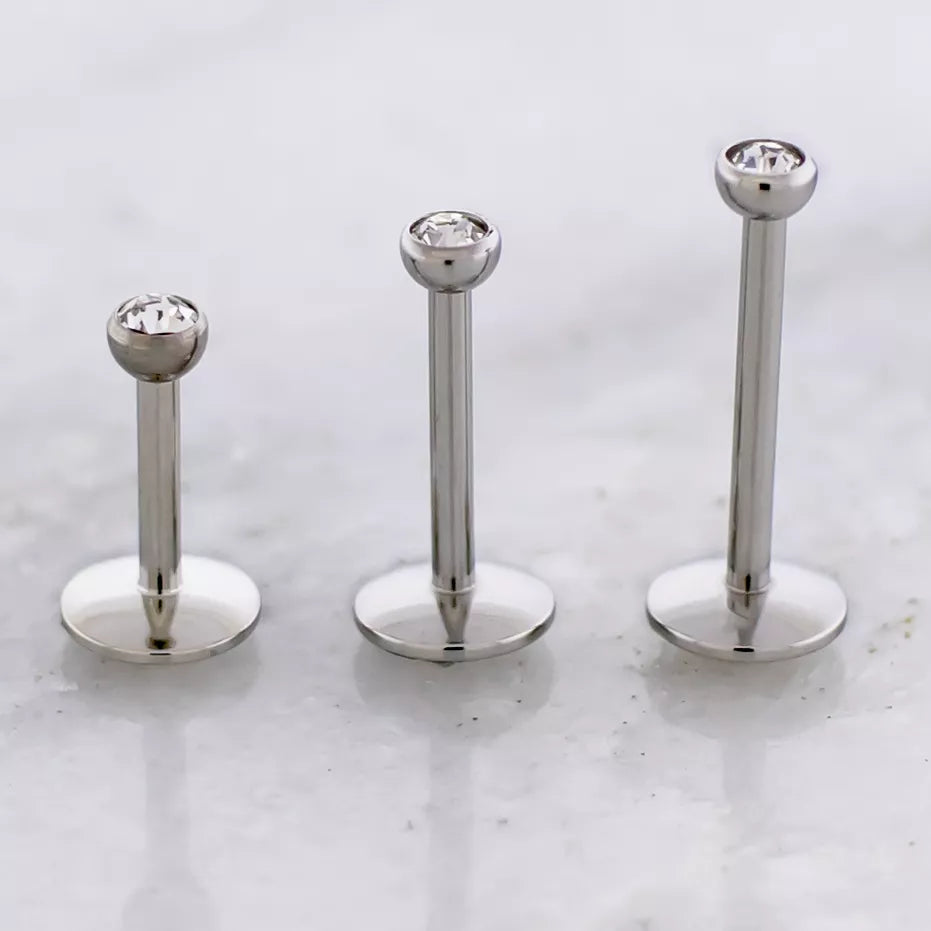 Labret Studs 18g Internally Threaded Labrets w/ Clear Gems - 1 Piece #SPLT#6 -Rebel Bod-RebelBod