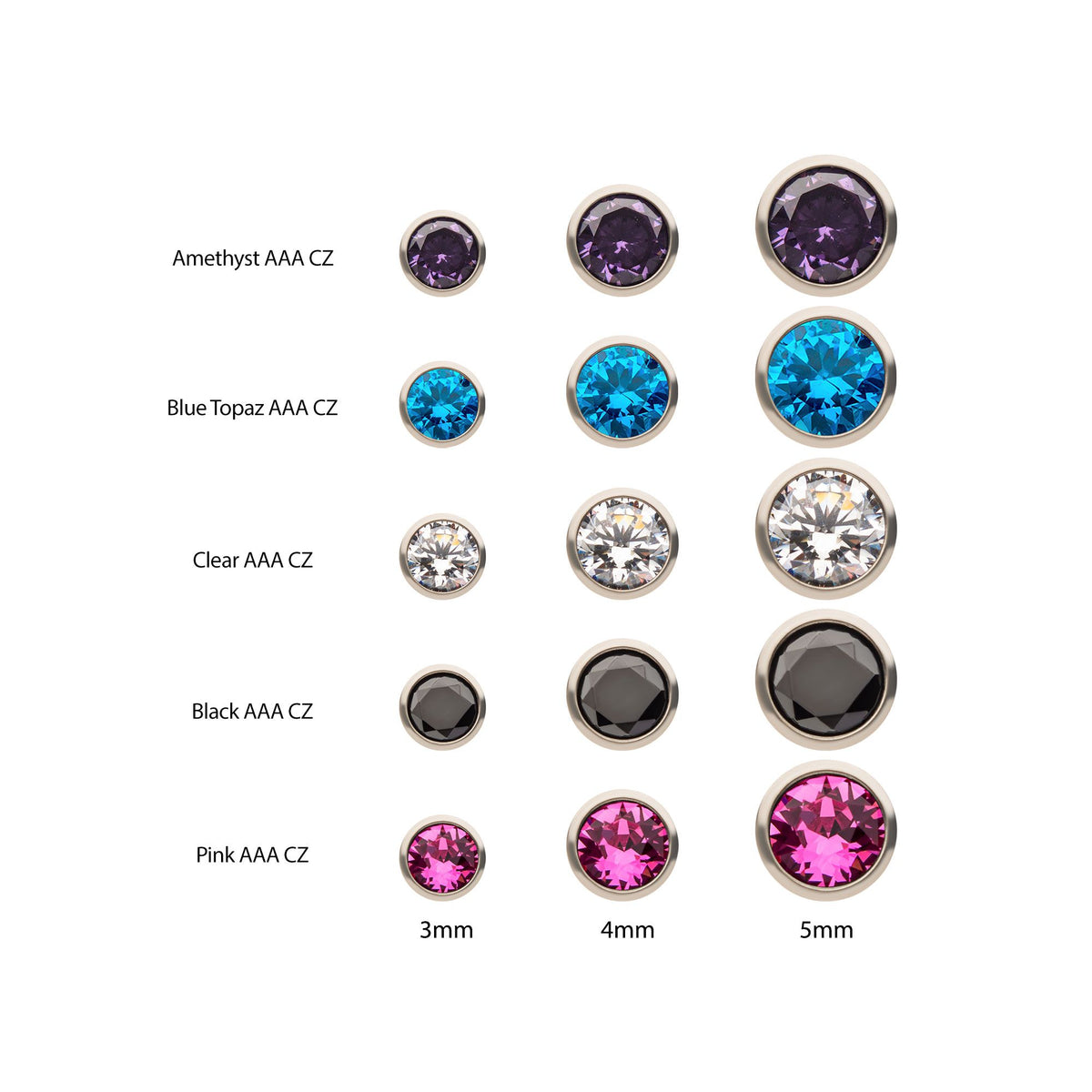 Stud Earrings 20g Titanium Bezel Set AAA CZ Stud earring ssetbezl -Rebel Bod-RebelBod