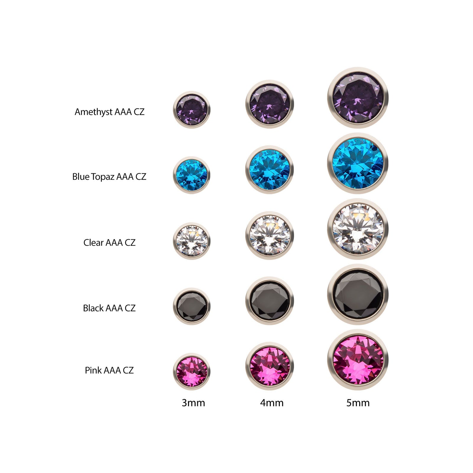 Stud Earrings 20g Titanium Bezel Set AAA CZ Stud earring ssetbezl -Rebel Bod-RebelBod