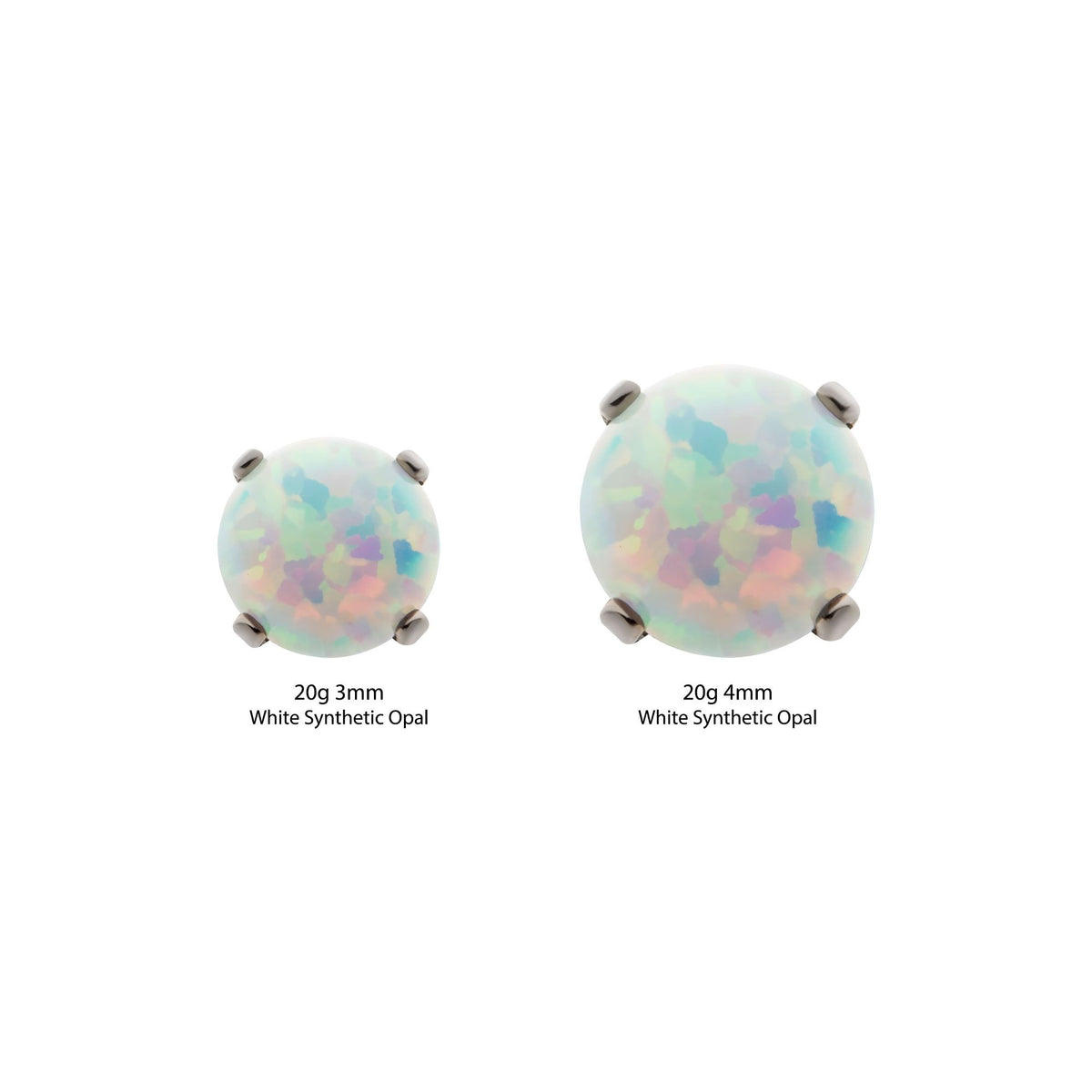 Stud Earrings 20g Titanium Post Butterfly Back 4-Prong Set Opal Stud earring sset712-wo -Rebel Bod-RebelBod