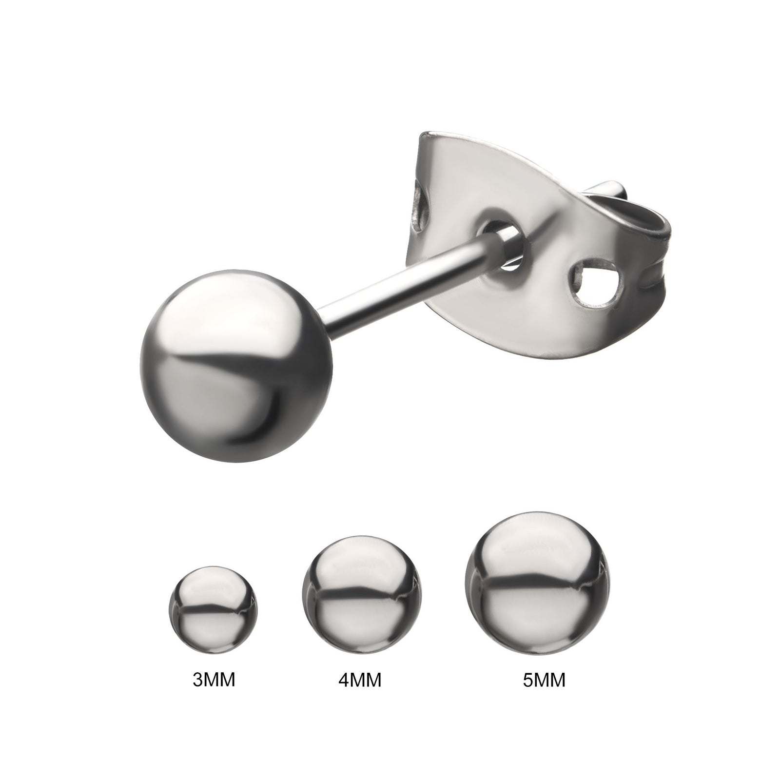 Stud Earrings 20g Titanium Post Butterfly Back Ball Stud earring sset849 -Rebel Bod-RebelBod