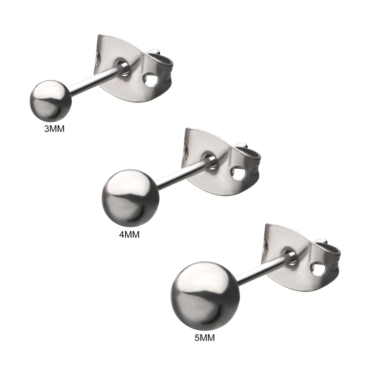 Stud Earrings 20g Titanium Post Butterfly Back Ball Stud earring sset849 -Rebel Bod-RebelBod