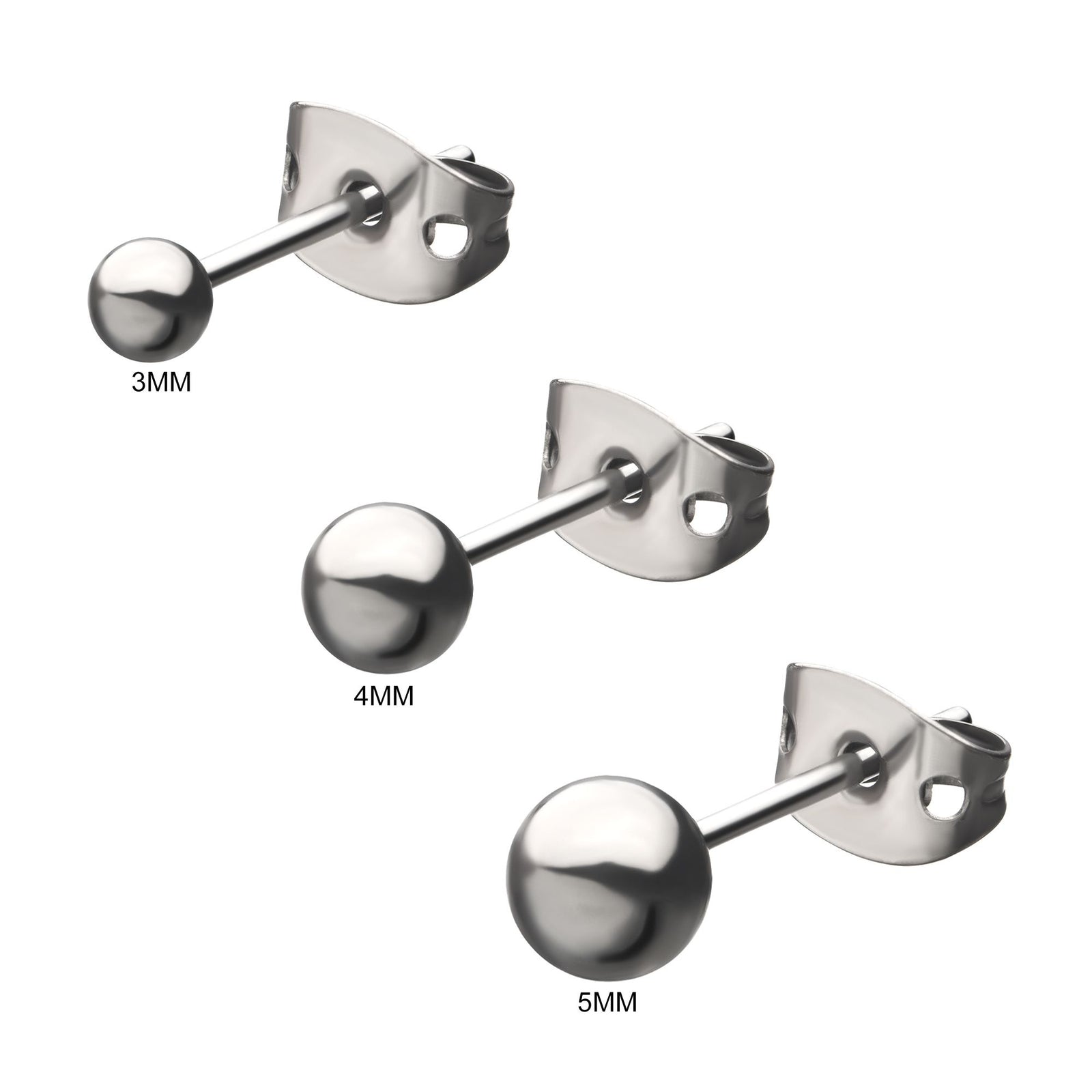 Stud Earrings 20g Titanium Post Butterfly Back Ball Stud earring sset849 -Rebel Bod-RebelBod