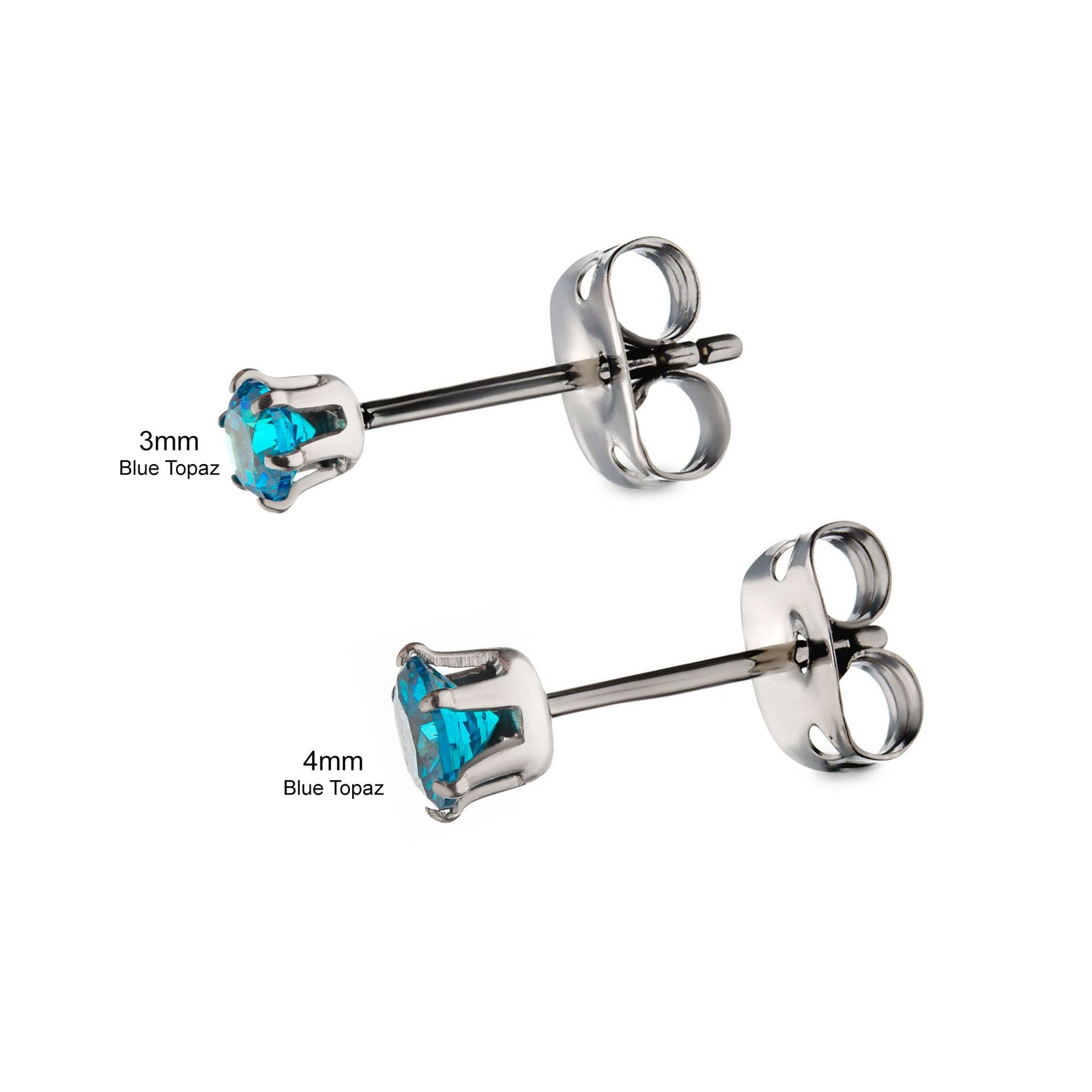Earrings 20g Titanium Post Butterfly Back Prong Set CZ Stud earring sset712 -Rebel Bod-RebelBod